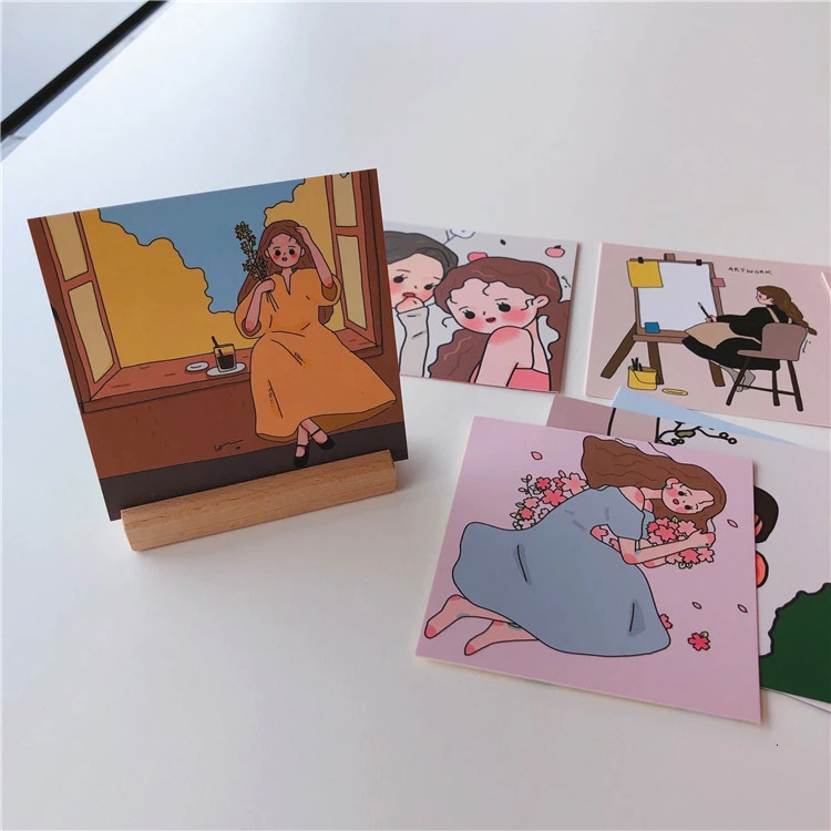 SIXONE 9 листов Ins kawaii Girl Inbetweening серия карта ручная учётная запись декоративная