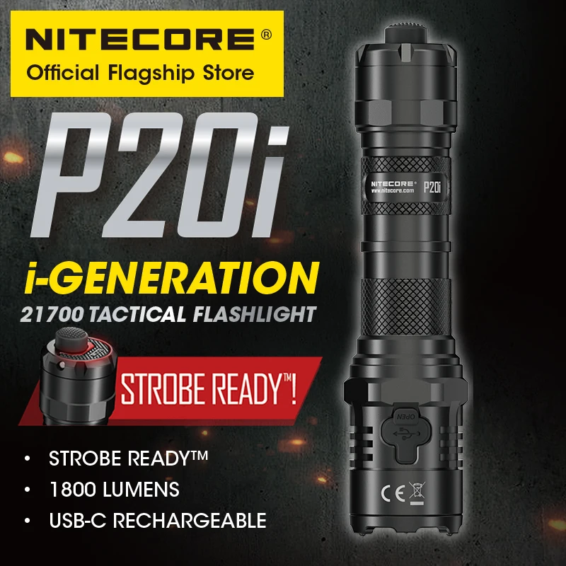 NITECORE P20i High Performance I Generation One Button Flash 1800 Lumens Duty Search Led Tactical Flashlight USB-C Rechargeable