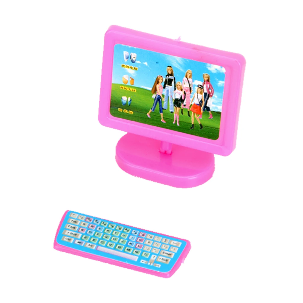 Набор из 3 миниатюрных подставок с клавиатурой и компьютером для кукол учебные