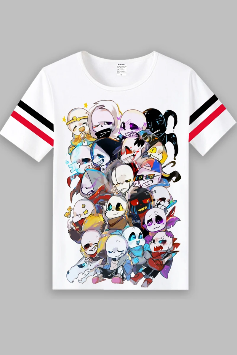 Футболка для косплея Undertale летняя повседневная футболка с принтом скелета Sans Frisk