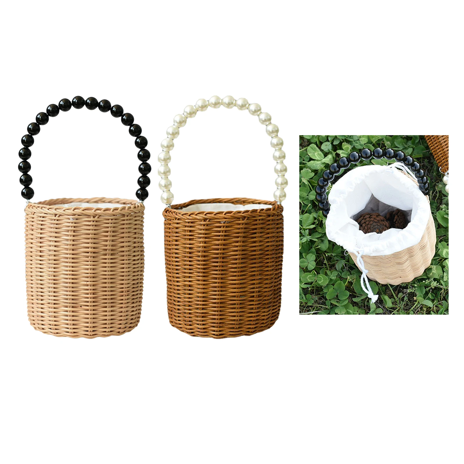 

Rattan Handbag Chic Summer Vacation Beach Bucket Tote Bucket Straw Bag Gift