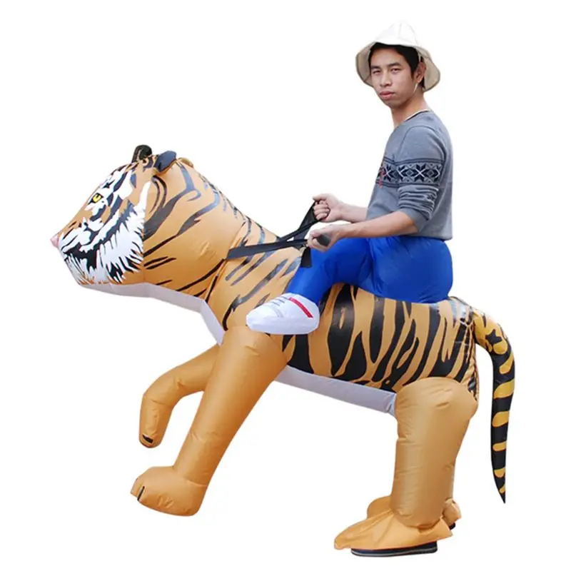 

Inflatable Mount Tiger Lion Costume Fancy Dress Cosplay Halloween Theme Party Toy Adults Holiday Performance Prop