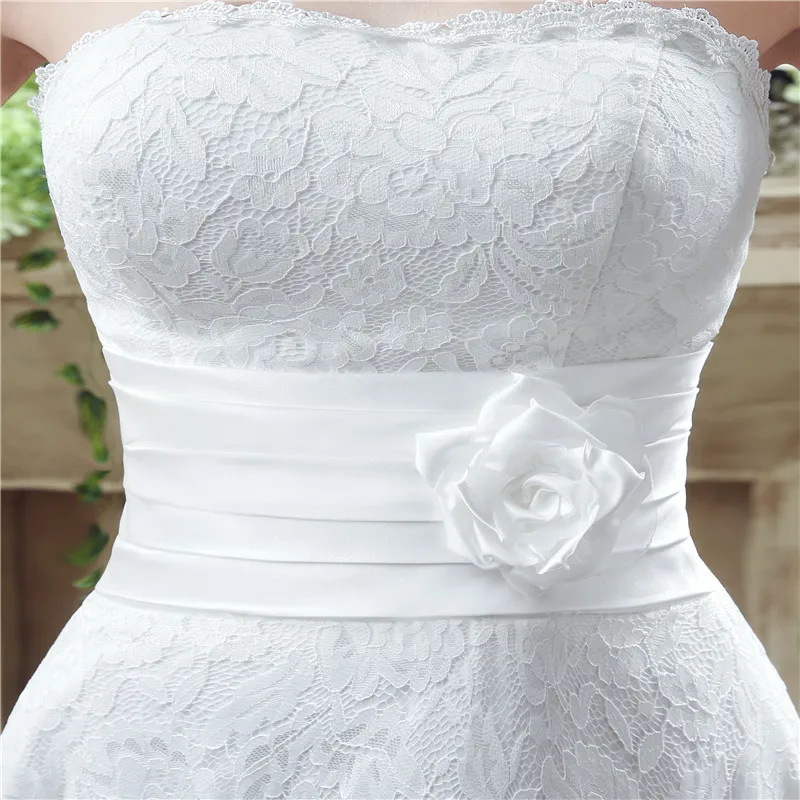 H & S-vestidos de novia con apliques nupciales de encaje, con velo sin tirantes, longitud hasta el tobillo, encaje, estilo bohemio, 2019