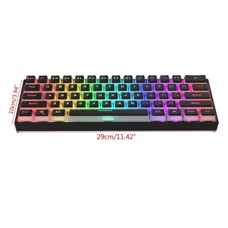 

Type-C RGB LED Double Skin Milk Shot Backlit Wired Mechanical Keyboard Mini Gaming Keyboard 61 Keys Gateron Switchs for PC