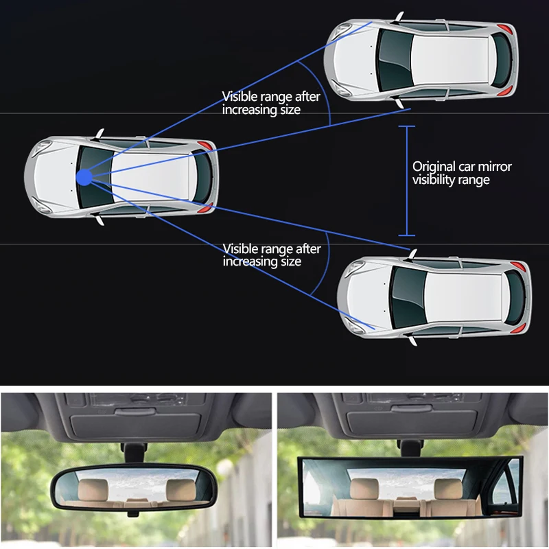 

Car Mirror Interior Rearview Mirrors Universal Auto Rear View Mirror Anti-glare Wide-angle Surface Blue Mirror Auto Accessories