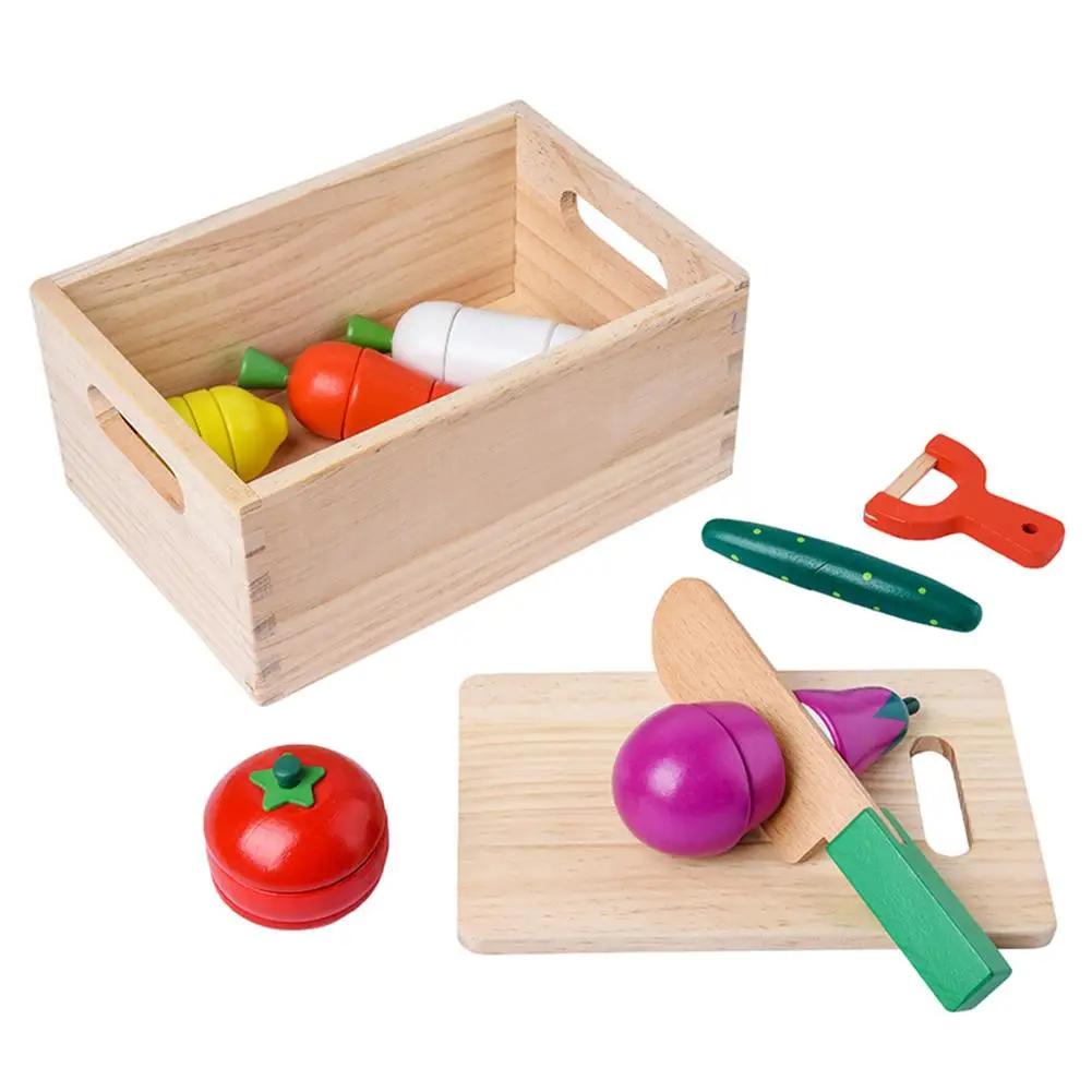 

Wooden Cutting Cooking Food Playset Pretend Play Kitchen Kits Toy Play Food Sets For Kids Kitchen Preschool Learning Toys For