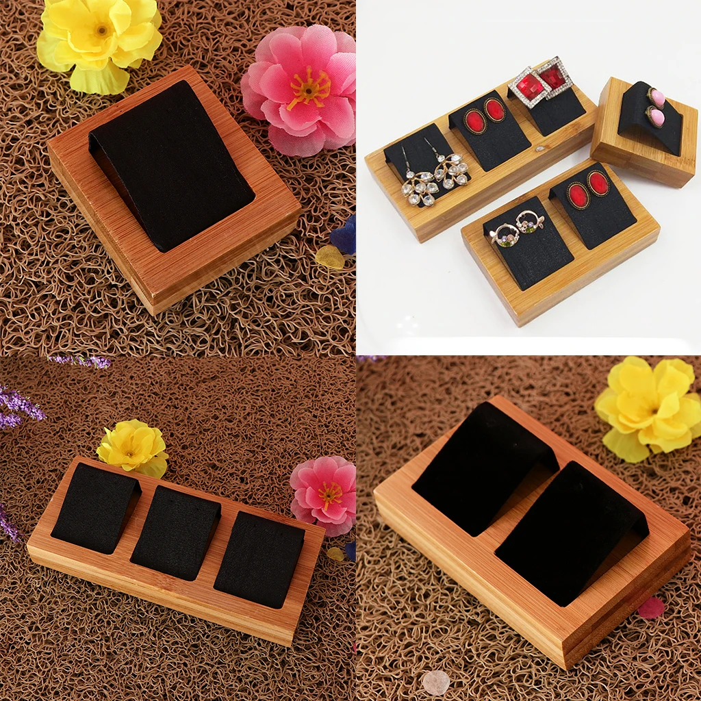 

Studs Dangle Earrings Tray Display Stand with Solid Wooden for Home Counter Window Show