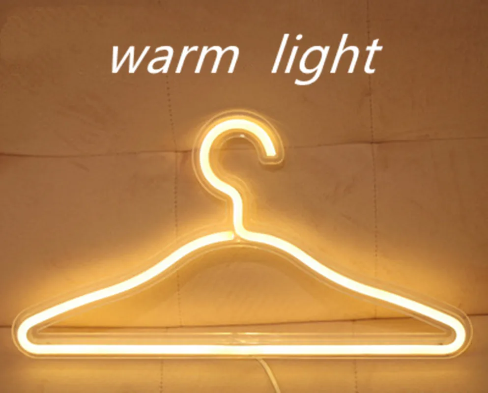 Светодиодный неоновый светильник подставка для одежды с питанием от USB вешалка