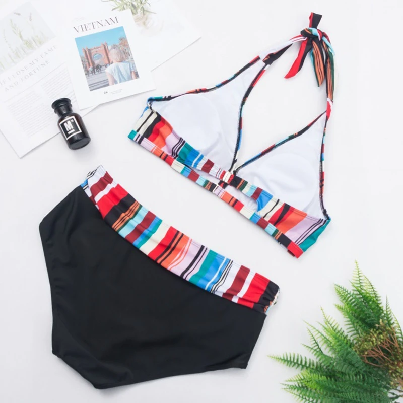 Сексуальный купальник бикини с лямкой на шее для женщин женский танкини в