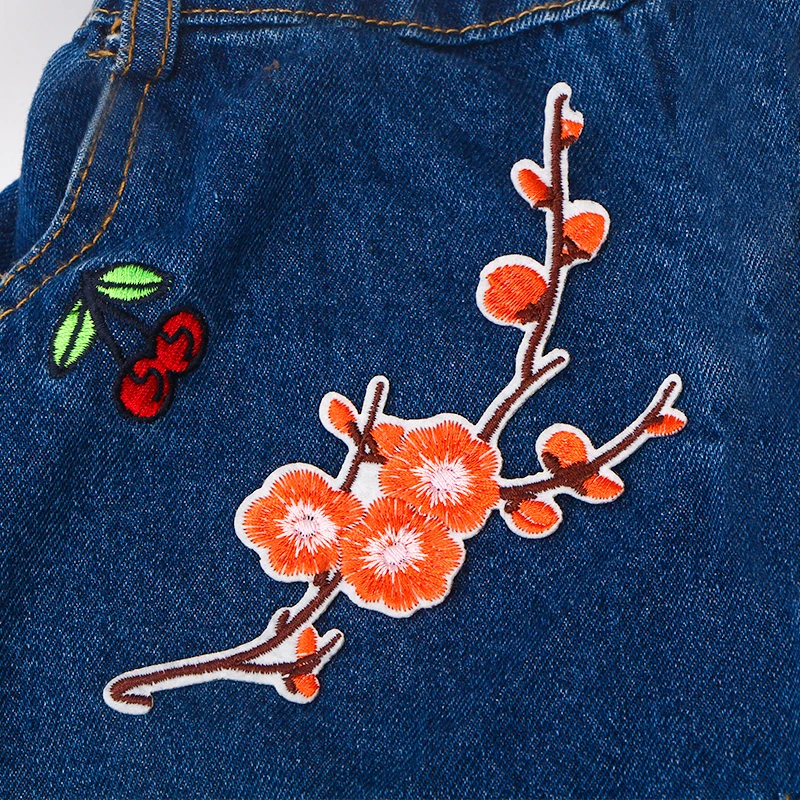 4 шт. аппликация в виде цветка сливы вышивка утюгом нашивка для одежды тканевая