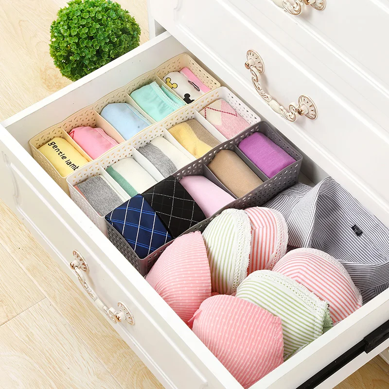 

Hollow out Fowecelt 5 Grids Drawer Organizer Underwear Clothes Storage Box Closet Organizer Ties Socks Shorts Bra Desk Organizer