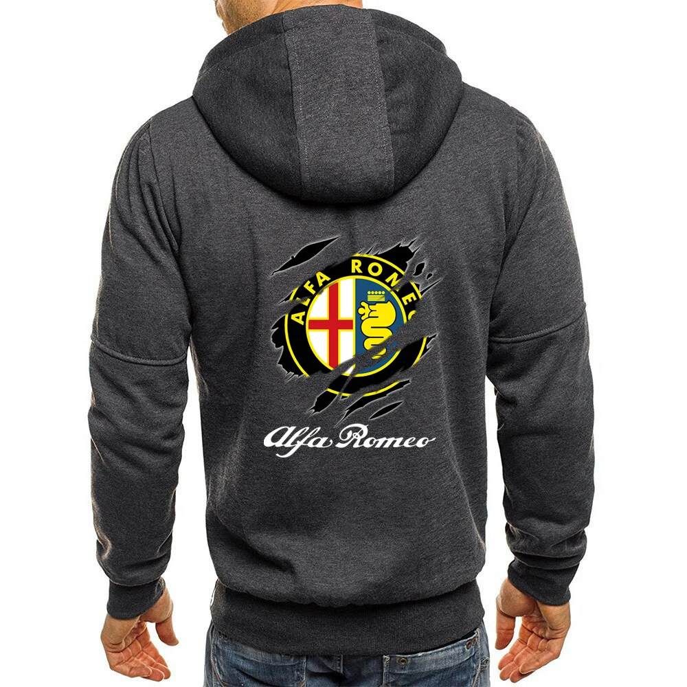 

2020 Men's Creative Design Alfa Romeo Print Custom Casual Harajuku Gradient Color Hoodies Jacket Zipper Punk Leisure Sweatshirts