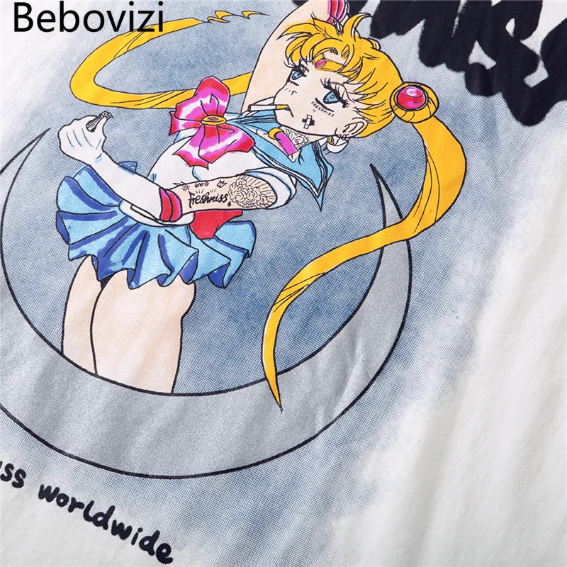 Bebovizi японская Tokyo аниме футболки с принтом уличная одежда Harajuku футболка в стиле