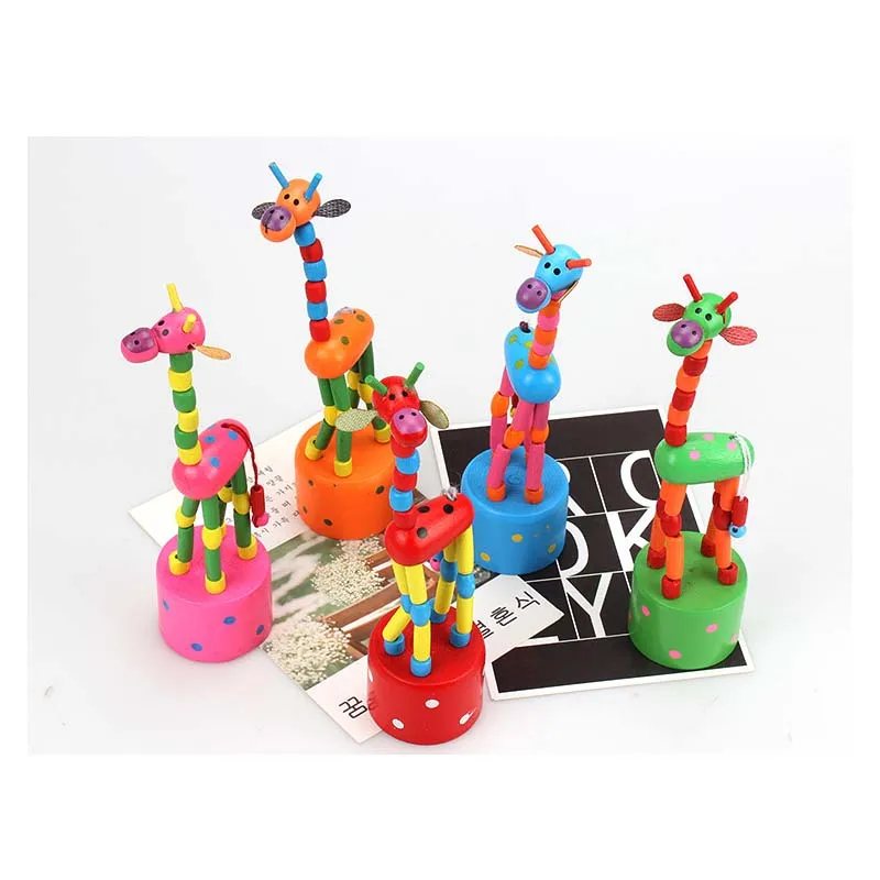 Simulation Intelligence Dancing Stand Colorful Rocking Giraffe Wooden Toy Houten Speelgoed Blocks Oyuncak Brinquedo Kids Toys | Игрушки и