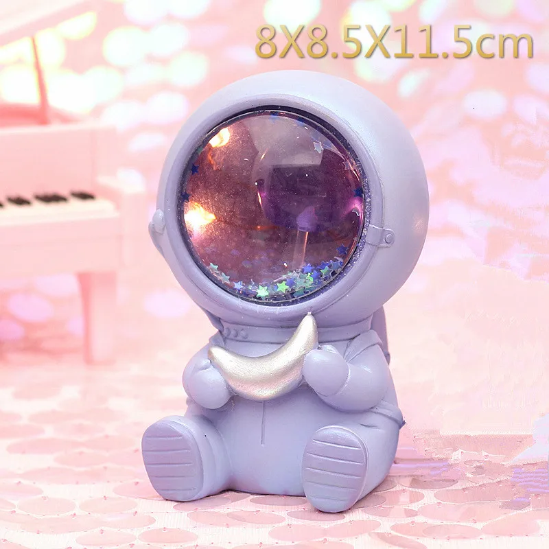 Purple Ночной светильник LEDIARY Animal Astronaut, собака, кошка, медведь, украшения, светильник для животных, настольная лампа, теплый белый декор из смолы, светильник ing - Испускаемый цвет: Purple