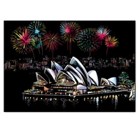 sydney opera house scratch night view poster sticker deluxe erase black scratch world map scratch foil layer coating painting
