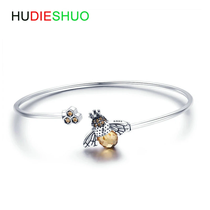 HUDIESHUO 925 серебро танцующий медовый пчела браслет на запястье женские большие