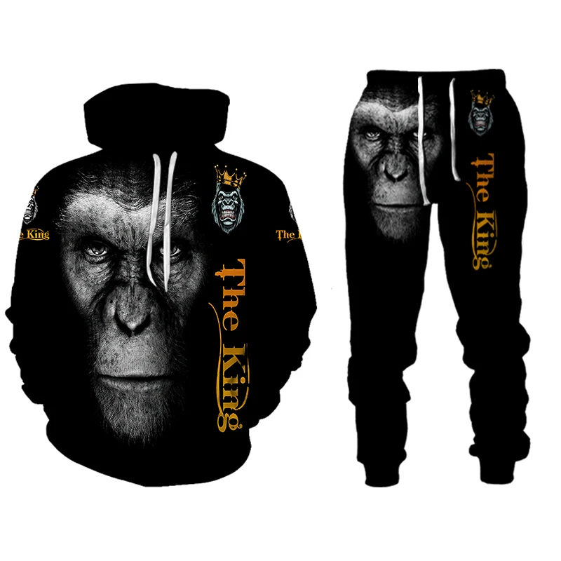 

Womens Hoodie + Sweatpants 2-piece Sweat Suits Tracksuits Hooded Jogging Sports Suits Baseball Uniforms Chimpanzees Tiger Men's