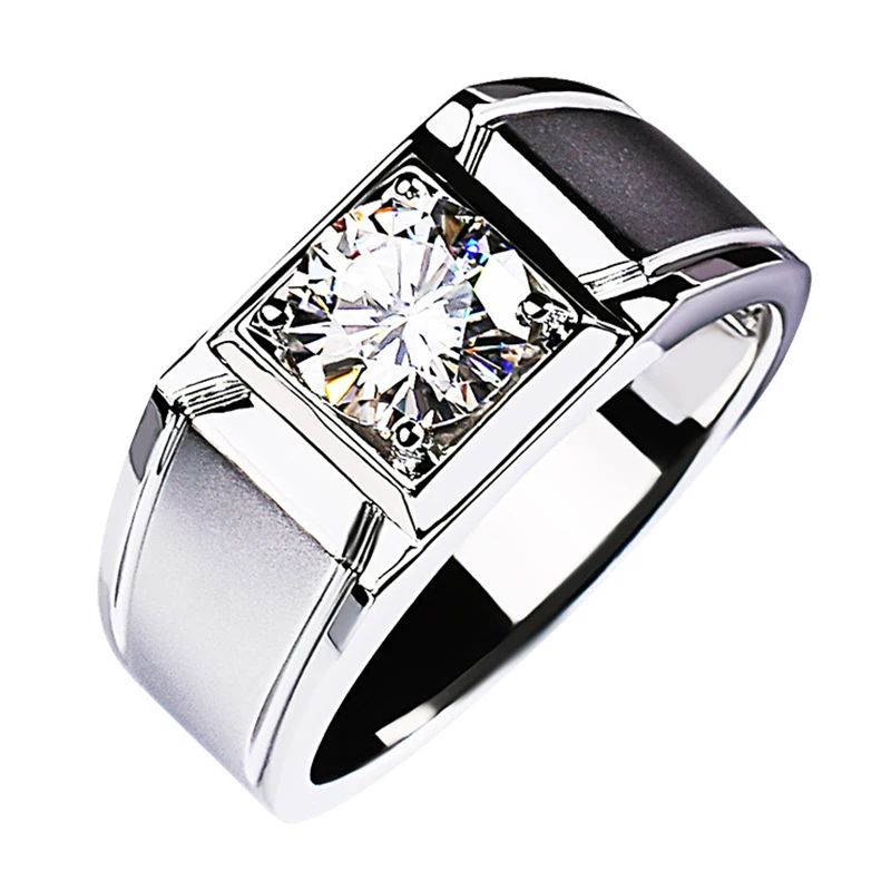 

Matte Frosted Big Diamond 925 Sterling Silver Ring Men Luxury Exquisite Engagement Party Eye-catching Vintage Fine Jewelry Charm