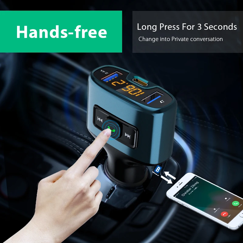 Автомобильный Fm передатчик VANJEW C52S Bluetooth с двумя USB портами|FM-трансмиттеры| |