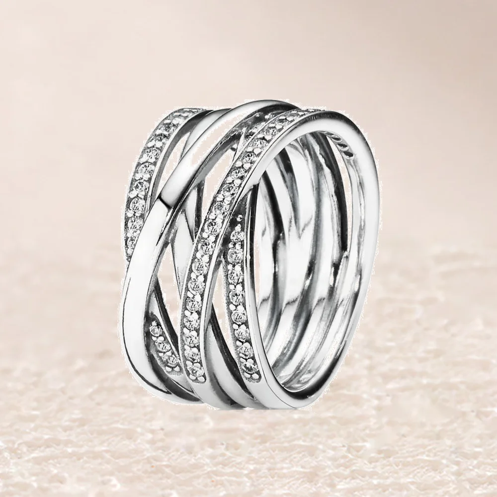 

190919CZ ETERNITY ENTWINED SILVER & ZIRCONIA RING