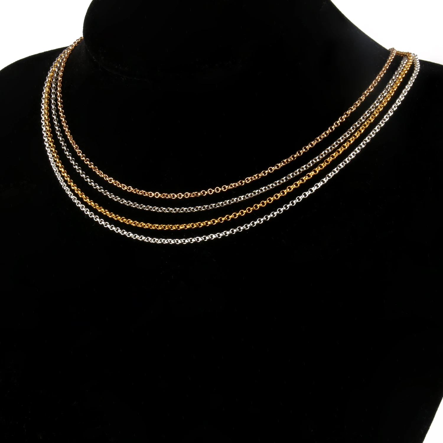 

Wholesale 12pcs/lot Circle Chains 18K Gold Rhodium Silver with Lobster Clasps for Jewelry Making DIY Accessories Supplies