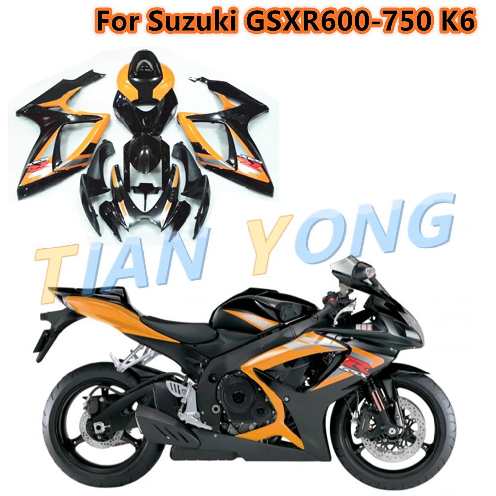 

Яркий оранжевый черный мотоциклетный полный комплект обтекателей для Suzuki GSXR600-750 K6 2006-2007 06 07 декоративный протектор