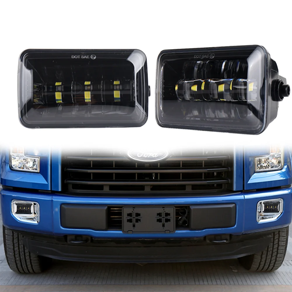 2 Pcs Hight Brightness LED Fog Light Car Accessories 4 Inch Rectangular Fog Lamp Assembly Kit For Ford F150 2015 2016 2017 2018