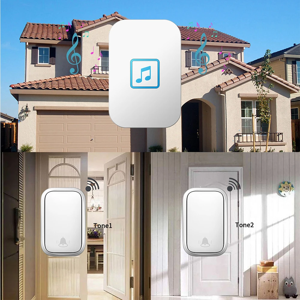 CACAZI Домашний Беспроводной дверной звонок с автономным питанием