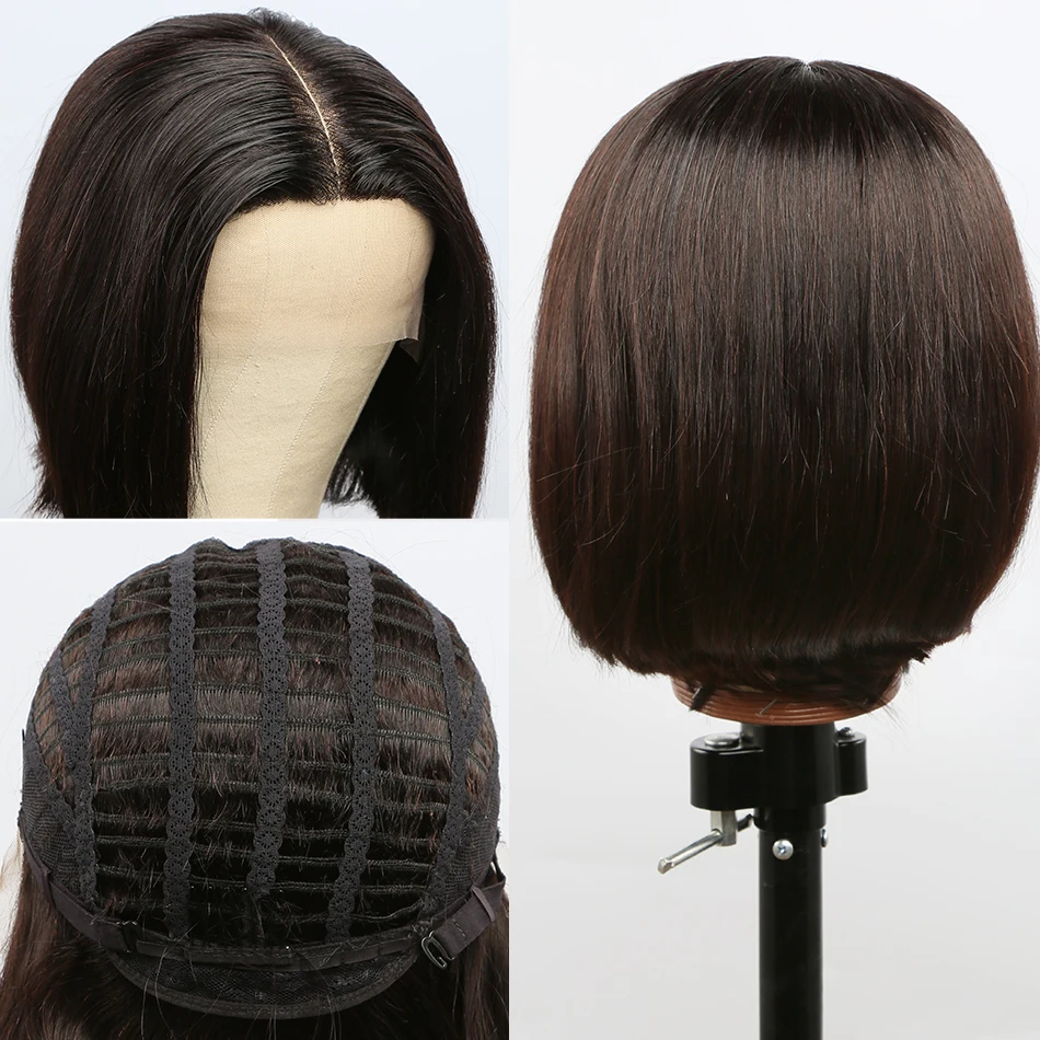Melodie OneCut волосы 13X1 T часть кружева передняя короткая боб парик бразильские Прямые