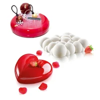 3pcs silicone mold oblate bubble heart shaped cake mousse mold chocolate moulds pastry baking form tray cake decorating tool