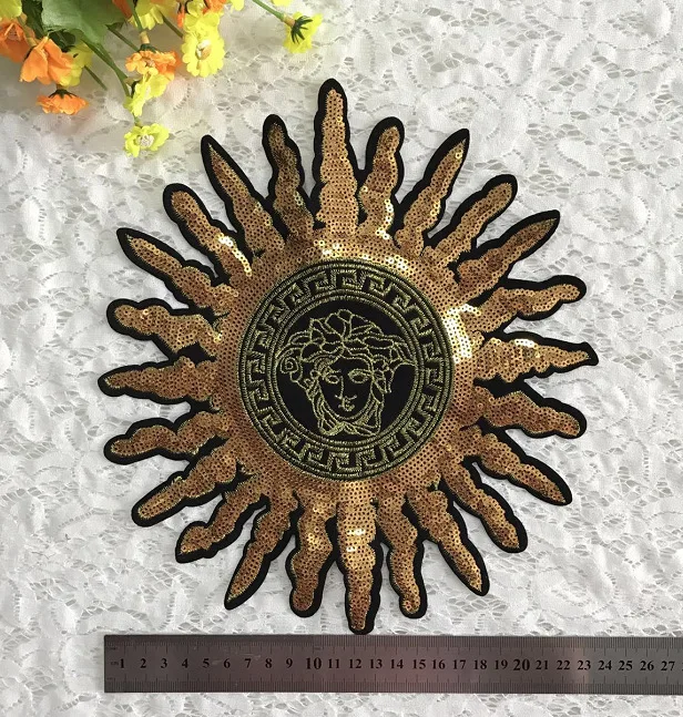 Золотой расшитые блестками звездами солнцем тканевая наклейка DIY аксессуары для