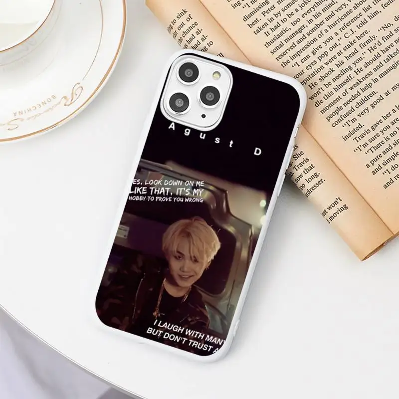 

Agust D suga king Phone Case Candy Color White for iPhone 11 pro XS MAX 8 7 6 6S Plus X 5S SE 2020 XR