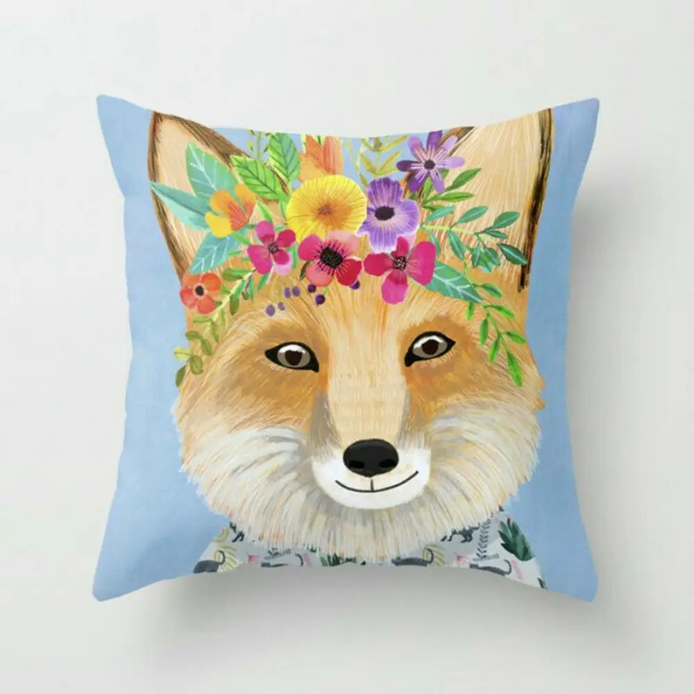 

45x45cm Cartoon animal Print Polyester Pillows Case Sofa Cafe Cushions Cover Decoration Sofa Living Room Pillowcase