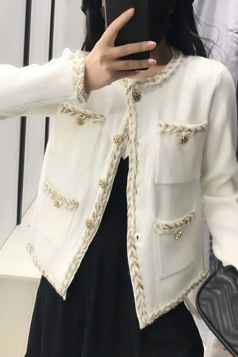 

Autumn Winter Clothes 2021 Women Elegant O-neck Long Sleeve Pockets Knitted Cardigan Mujer Fashion Streetwear