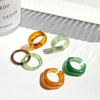 3pcsset korea fashion vintage simple aesthetic acetate colorful acrylic thick round rings set for women girl jewelry accessory