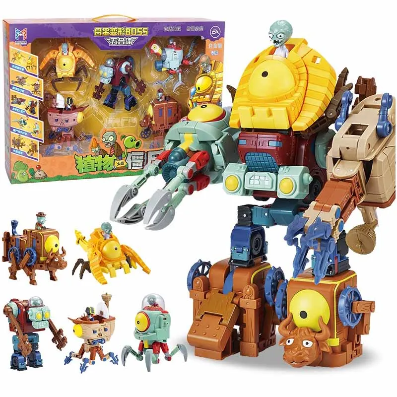 5 In 1 Plants vs Zombies 2 Assembly Deformation Robot Toys Action Figure Model Doll Cartoon Christmas New Year Gift for Boys Kid |