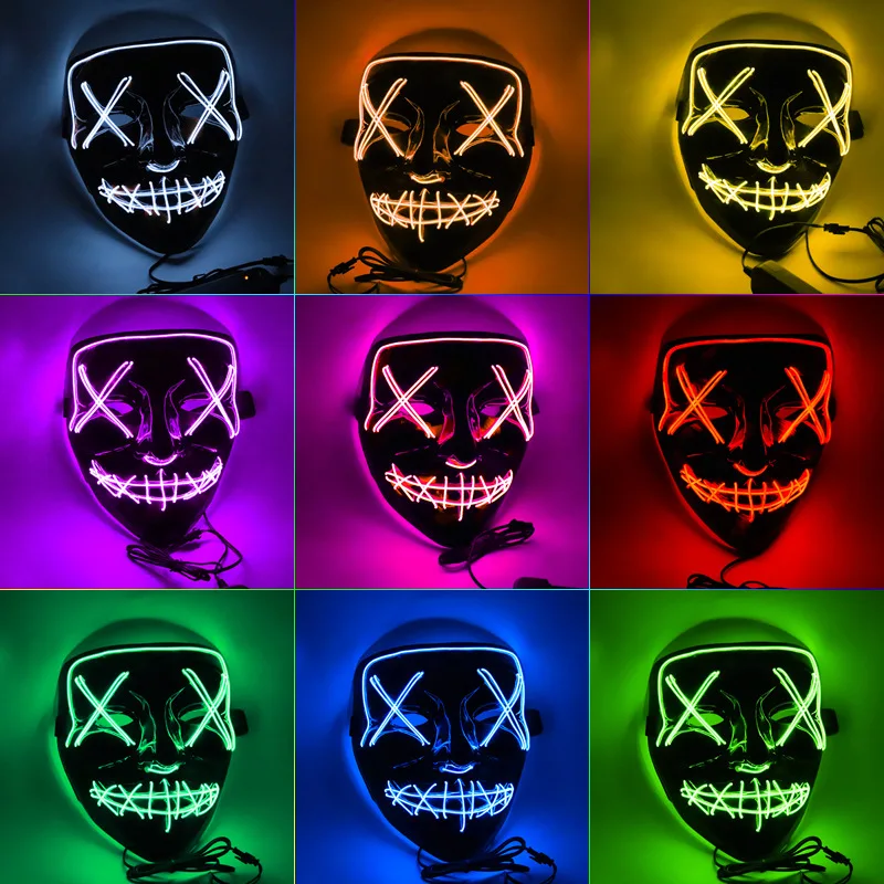 Светящаяся маска на Хэллоуин, привидение, танцы с кровью, мигающий, ужасный триллер светодиодный маска, Электрический звуковой бар, украшен... от AliExpress WW
