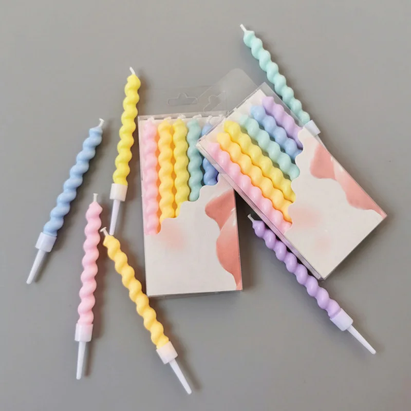 6 шт./компл. цветные свечи для дня рождения с подставкой торта товары вечерние