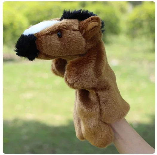 Hand Puppet Моделирование животных Медведь Панда Свинья собака ручной кукольный плюшевый ручной Мопс ручной поп куклы Обучающие Развивающие игрушки марионеты - Цвет: Hand Puppet