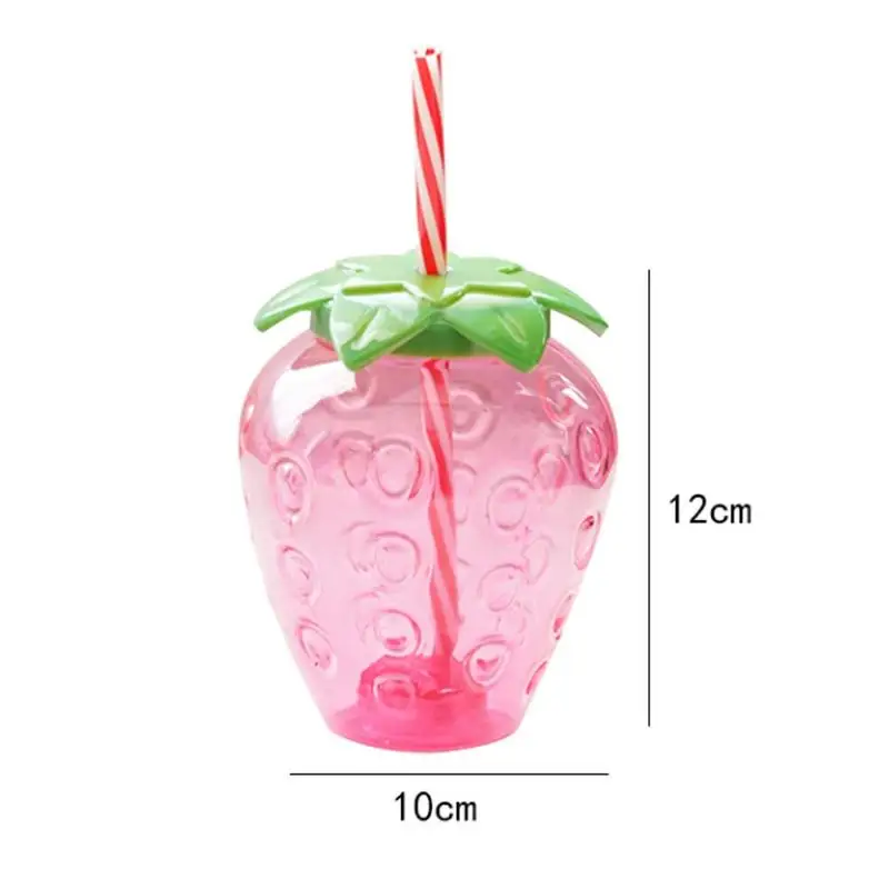 

Outdoor Cute Strawberry Cup With Straw Creative Transparent Plastic Pineapple Strawberry Drinking Cup