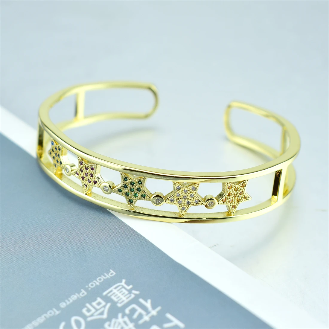 

Trendy Zirconia Crystal Stars Slave Chain Bangles for Women Finger Hand Silver Color Stars Charm Bracelets Delicate CZ Bracelet