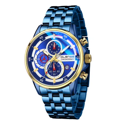 

Мужские многофункциональные часы с большим циферблатом и стальным браслетом, деловые часы с календарем и шестью контактами, мужские часы