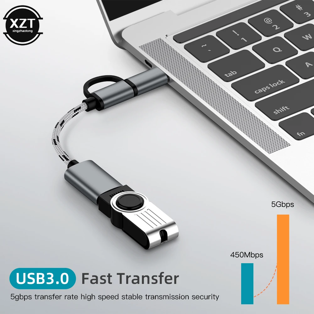 2 в 1 USB 3 0 OTG адаптер кабель для Samsung нейлоновая оплетка Micro Type C синхронизации