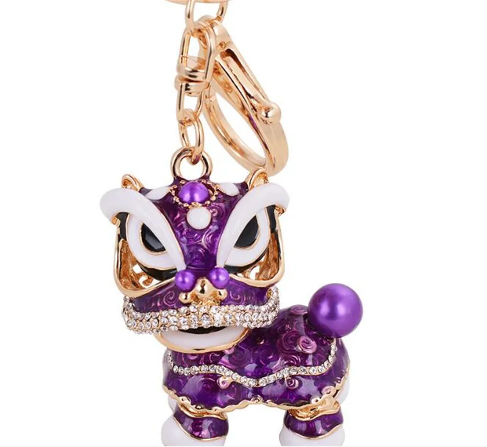 Chinese Traditional Colorful Fancy Lion Dance Keychain China Town Happy New Year Promotional Gift Purse Bag Charm Key Chain B868 | Украшения