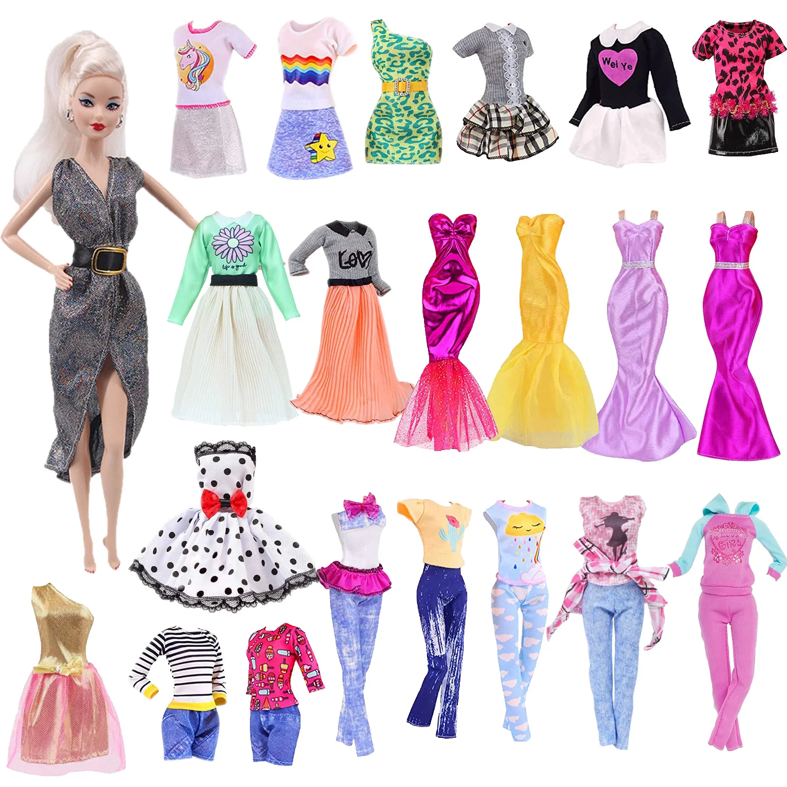 Фото Одежда для куклы Барби модное платье дешевый Топ + брюки костюм 11 8 дюймовых