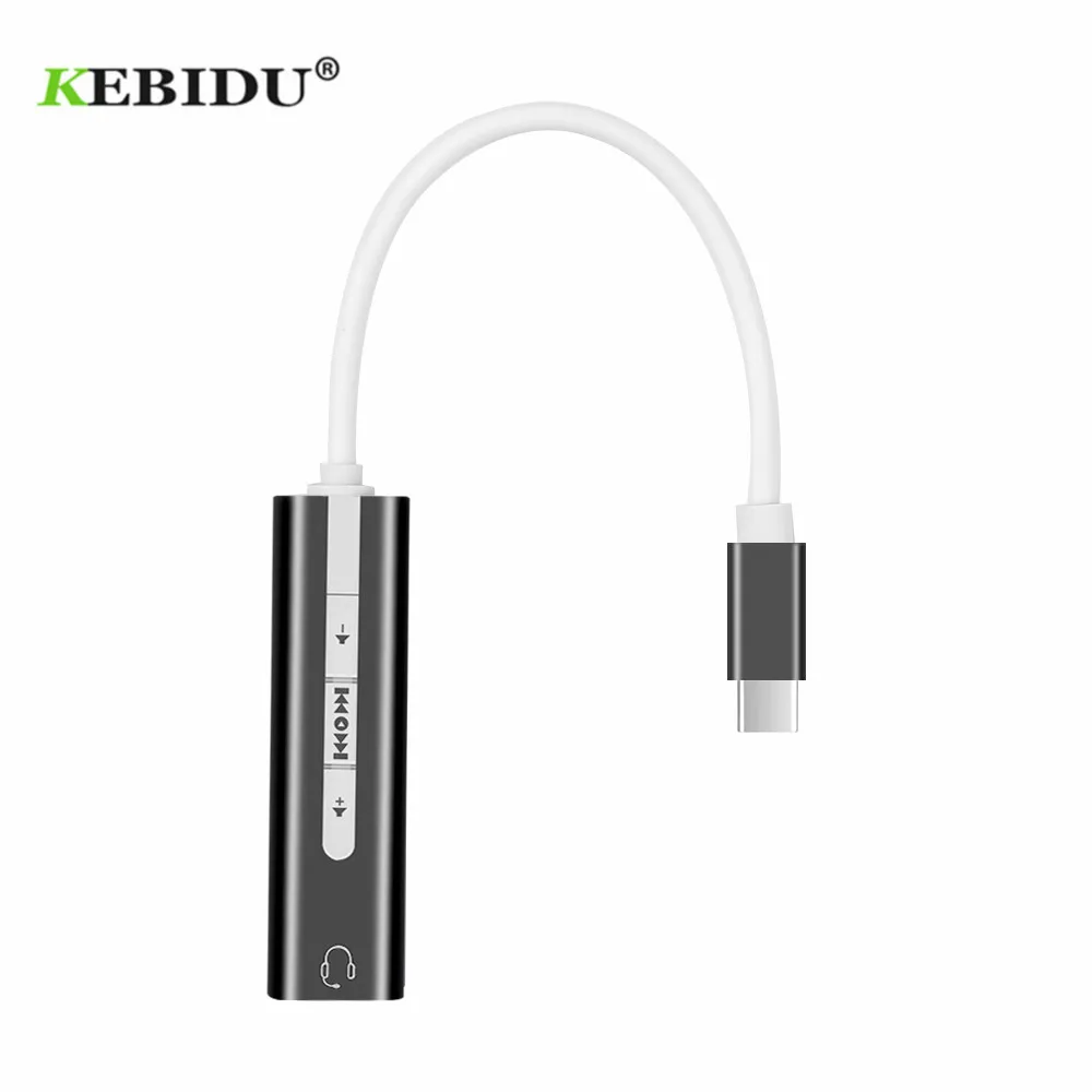 

Звуковая карта KEBIDU, USB C на разъем 3,5 мм, адаптер для наушников, для Macbook, ПК, ноутбука, внешняя звуковая карта USB