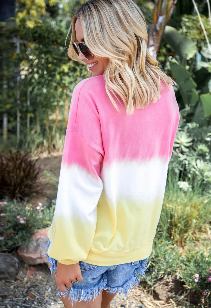 LZEQuella Women Autumn Winter Gradient Color Print Hoodies Sweatshirt Casual O Neck Long Sleeve Pullovers Female Tracksuit Top