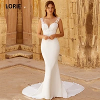 lorie boho wedding dresses mermaid v neck appliques stretchy chiffon white ivory country wedding gown bridal dress suknia %c5%9blubna