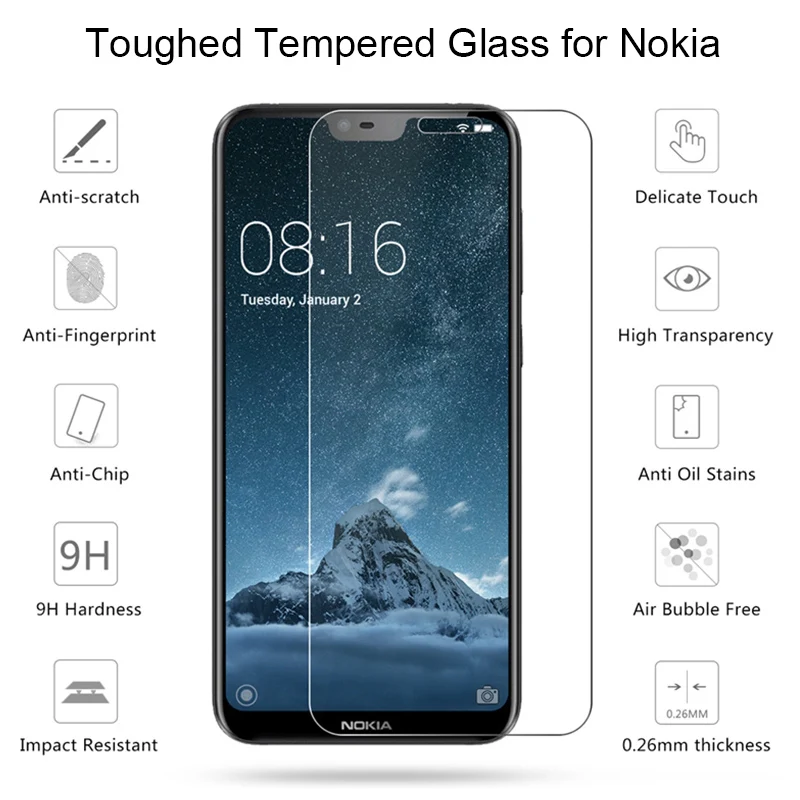 Прозрачное закаленное стекло для Nokia 7 Plus 8 9, защитная пленка для Nokia 5 6 4 3 2 1